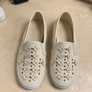 Coach Women's Slip-On Floral Embellished Sneakers - Cream